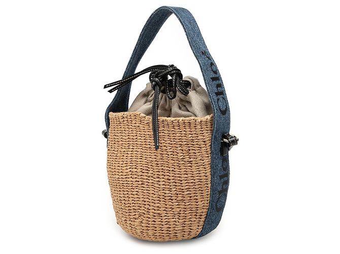 Chloé Beige Small Raffia Woody Basket Bucket Bag - Ansicht 2