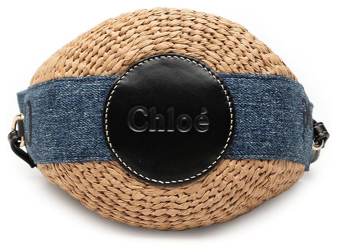 Chloé Beige Small Raffia Woody Basket Bucket Bag - Ansicht 3