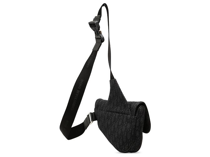 Borsa a tracolla Saddle in tela Oblique nera di Dior Nero - vista 2