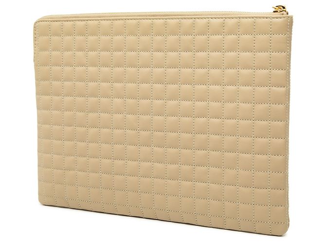 Céline Celine Clutch Beige gestepptes Kalbsleder C Charm - Ansicht 2