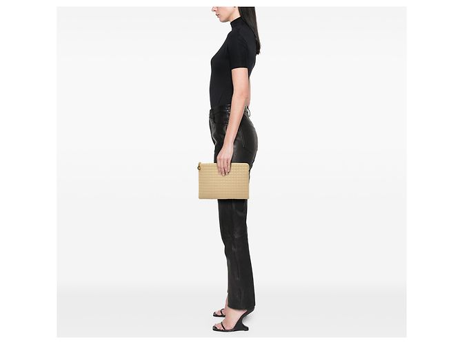 Céline Celine Clutch Beige gestepptes Kalbsleder C Charm - Ansicht 6
