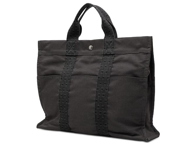 Hermès Herline MM in grauer Canvas Braun Anthrazitgrau - Ansicht 2