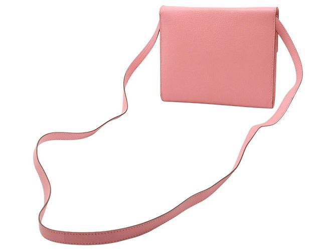 Portafoglio Hermès Pink Chevre Mysore Clic 16 con tracolla Rosa - vista 2