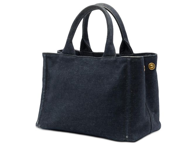 Borsa Satchel Robot di Prada in denim con bordi in Saffiano nero Small - vista 2