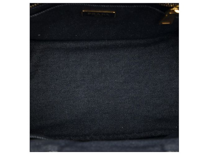 Borsa Satchel Robot di Prada in denim con bordi in Saffiano nero Small - vista 4