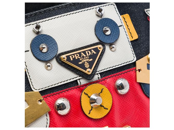 Borsa Satchel Robot di Prada in denim con bordi in Saffiano nero Small - vista 5
