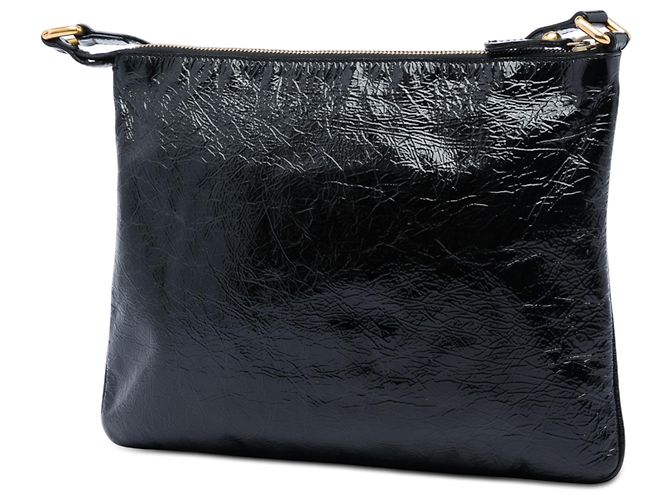 Fendi Black Crinkled Patent Crossbody Nero - vista 2