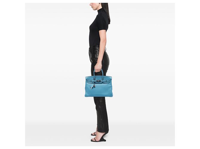 Hermès Blue Swift Birkin Retourne 35 Blu chiaro - vista 6