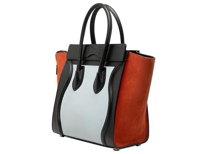Céline Tote Luggage in nubuck e pelle di vitello tricolore micro bianco Celine - vista 2