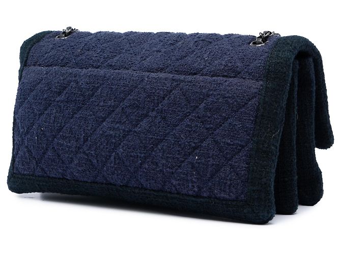 Chanel Blue CC Tweed Trapuntato a Fisarmonica Blu scuro - vista 2