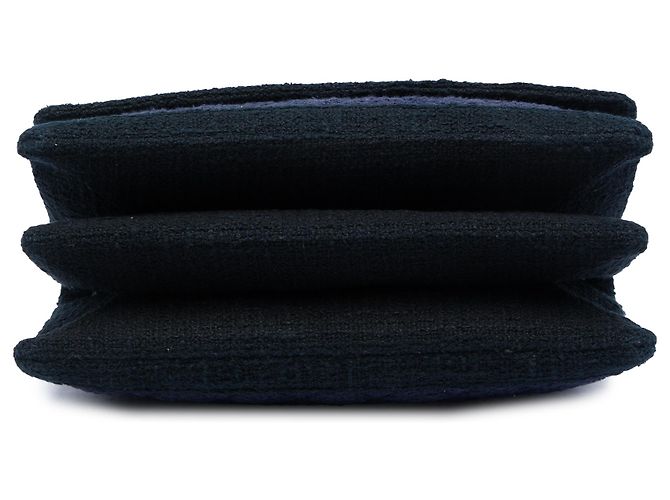 Chanel Blue CC Tweed Trapuntato a Fisarmonica Blu scuro - vista 3