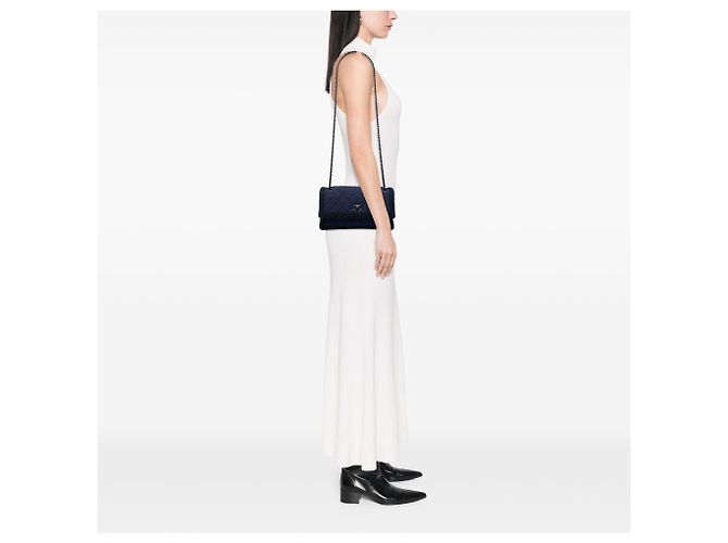 Chanel Blue CC Tweed Trapuntato a Fisarmonica Blu scuro - vista 5