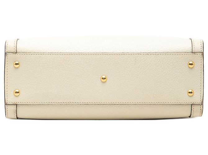 Gucci Diana Satchel aus weißem Kalbsleder und Bambus, Größe Medium - Ansicht 3