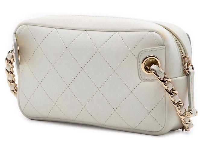 Borsa a tracolla casual Chanel White Quilted Goatskin Bianco Bianco sporco - vista 2