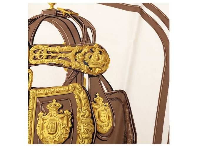Sciarpa in seta Hermès Brown Brides de Gala 90 Marrone - vista 6