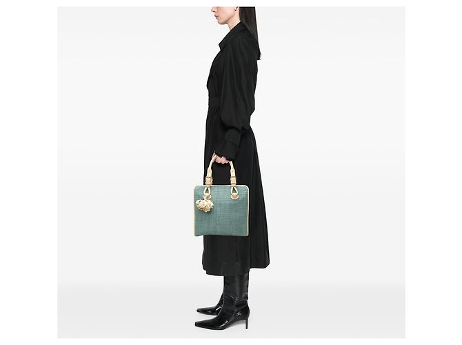 Céline Borsa Boogie in rafia blu Celine Blu chiaro - vista 6