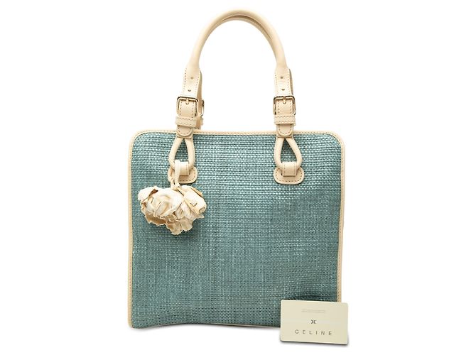Céline Borsa Boogie in rafia blu Celine Blu chiaro - vista 7