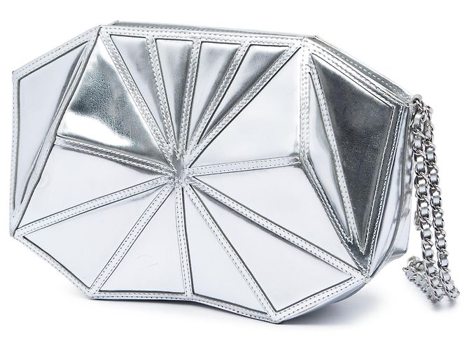 Chanel Wristlet Clutch aus silbernem Metallic-Lammleder Midnight Swim - Ansicht 2