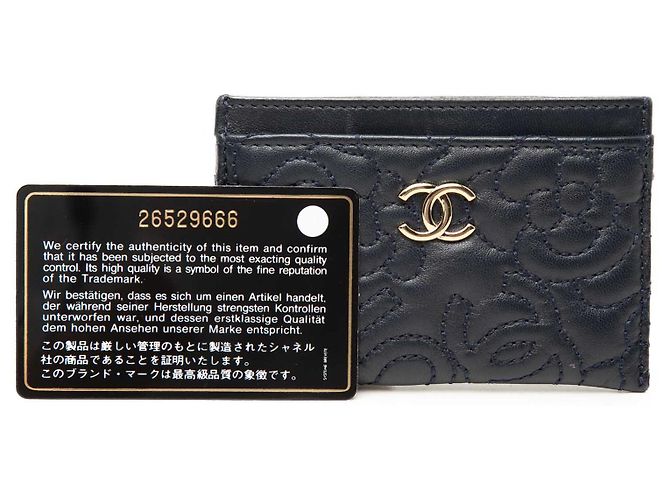 Tarjetero Chanel Blue CC Embossed Lambskin Camellia Azul Azul marino - vista 6