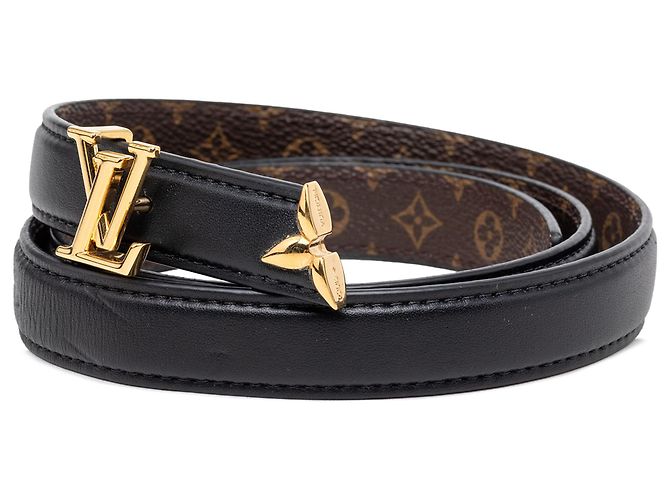 Cintura reversibile Pretty LV in pelle nera e monogram Louis Vuitton - vista 2