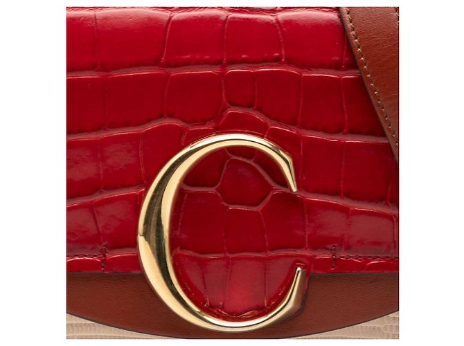 Chloé Satchel C Bicolor Rot Krokoprägung Kalbsleder - Ansicht 6