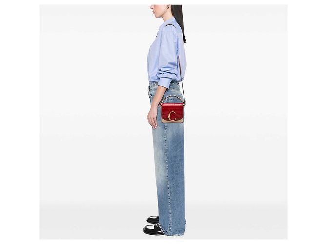 Chloé Satchel C Bicolor Rot Krokoprägung Kalbsleder - Ansicht 7