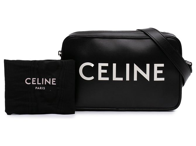 Céline Borsa a tracolla Celine in pelle di vitello liscia nera con logo Nero - vista 7