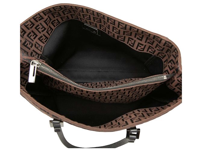 Tote de lona Zucchino marrom Fendi Castanho escuro - vista 4