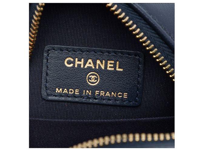 Clutch 19 rotonda in agnello blu con catena Chanel Blu navy - vista 5