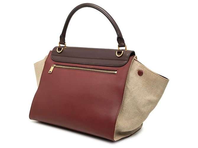 Céline Celine Trapeze Satchel aus dreifarbigem Leder in Rot, Größe Medium Bordeaux - Ansicht 2