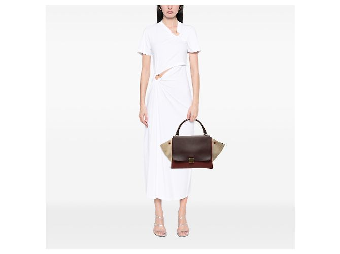 Céline Celine Trapeze Satchel aus dreifarbigem Leder in Rot, Größe Medium Bordeaux - Ansicht 6