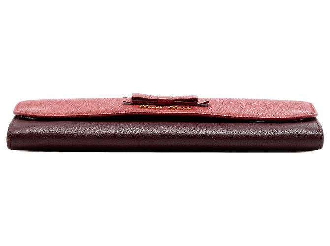 Portafoglio con catena Miu Miu Red Bicolor Goatskin Madras Bow Rosso - vista 3