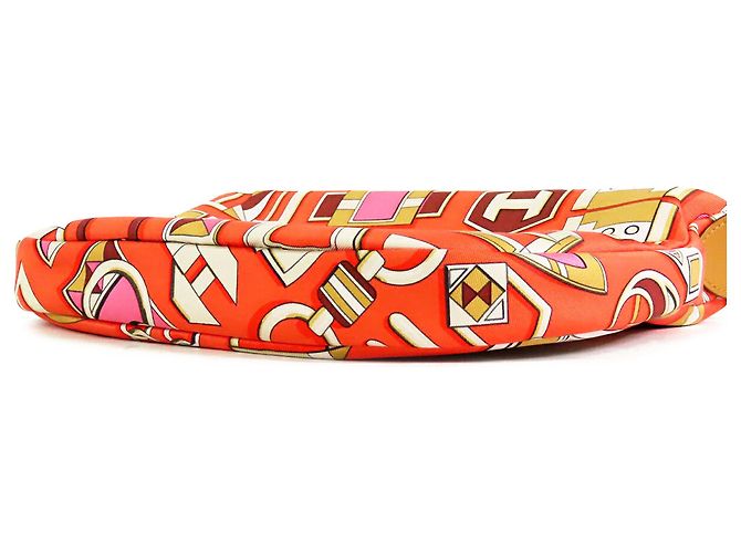 Pochette Sursoie To Go em seda laranja e couro Swift com fivelas Hermès - vista 3