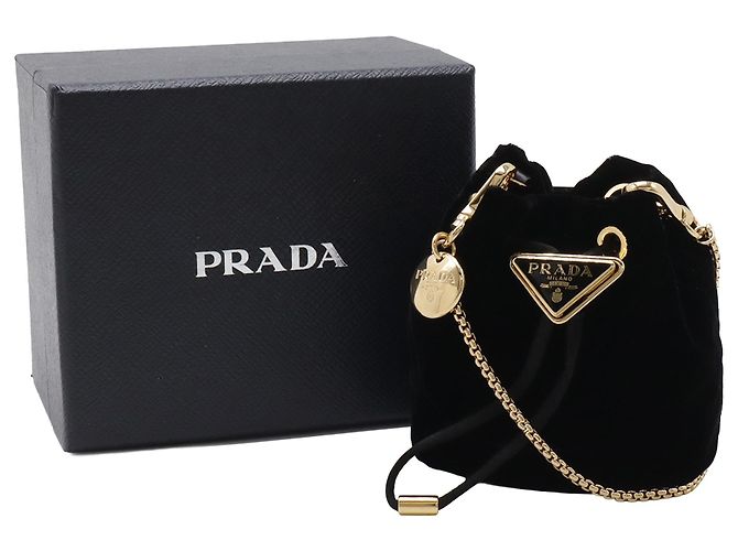 Pochete de cordão mini em veludo preto Prada - vista 10
