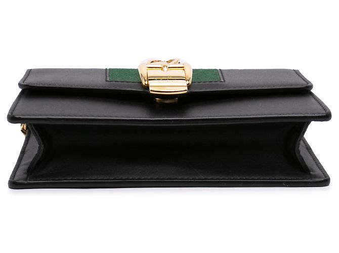 Gucci Black Super Mini Calfskin Web Sylvie Chain Crossbody Nero - vista 3