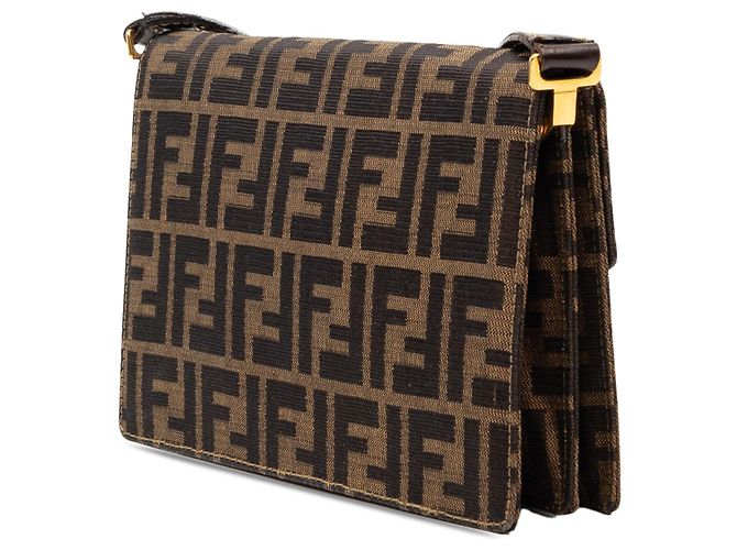 Borsa a tracolla Fendi in tela Zucca marrone - vista 2