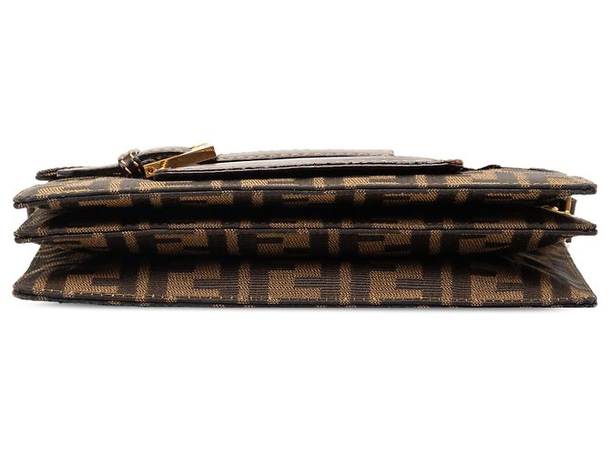 Borsa a tracolla Fendi in tela Zucca marrone - vista 3