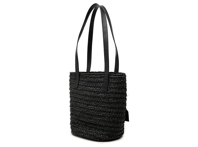 Borsa Saint Laurent Black Small Raffia Panier Nero - vista 2