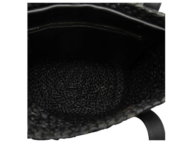 Borsa Saint Laurent Black Small Raffia Panier Nero - vista 4