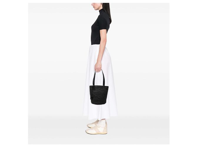 Borsa Saint Laurent Black Small Raffia Panier Nero - vista 6