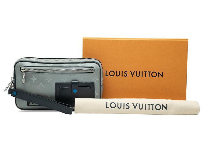 Clutch Louis Vuitton Gray Monogram Satellite Alpha Marrone - vista 7