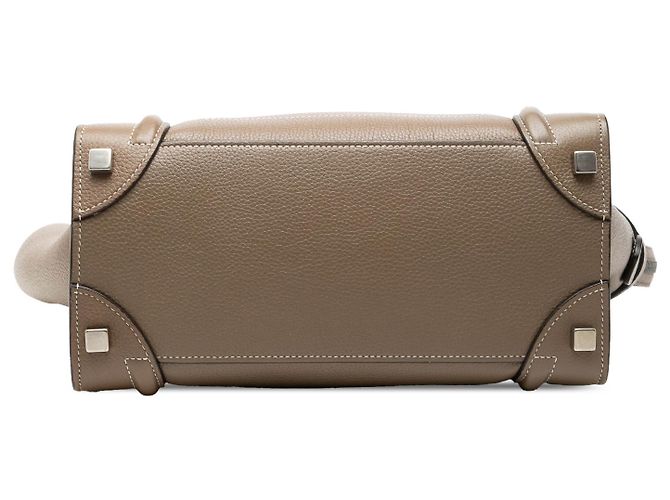Céline Bolsa Celine Brown Micro Leather Luggage Tote Marrom Taupe - vista 3