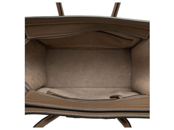 Céline Bolsa Celine Brown Micro Leather Luggage Tote Marrom Taupe - vista 4