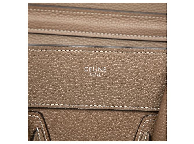Céline Bolsa Celine Brown Micro Leather Luggage Tote Marrom Taupe - vista 5