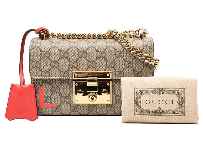 Gucci Beige Small GG Supreme Love Padlock Crossbody - vista 7
