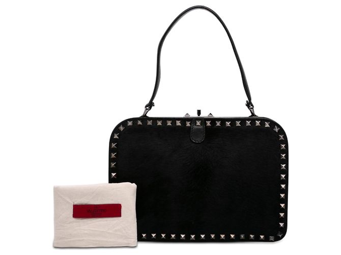 Borsa a mano Valentino Black Pony Hair Rockstud Nero - vista 7