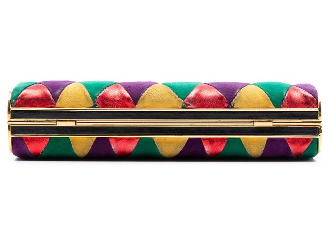 Clutch Minaudière Harlequin de Veludo Multicor Miu Miu com Alça - vista 3