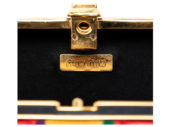 Clutch Minaudière Harlequin de Veludo Multicor Miu Miu com Alça - vista 5