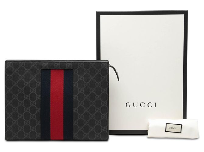 Clutch Gucci Black GG Supreme Web Nero - vista 8