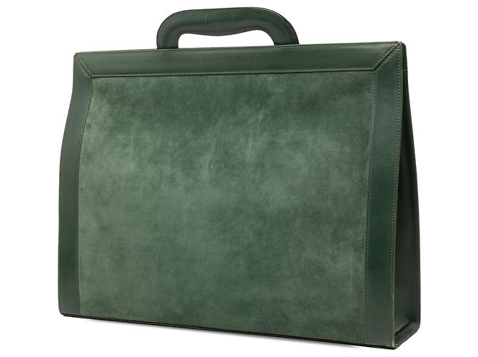 Salvatore Ferragamo Valigetta Gancini in scamosciato e pelle verde Ferragamo - vista 2
